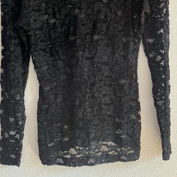 The Limited Black Sheer Long Sleeve Lace Top | Size Small - Picture 5 of 10